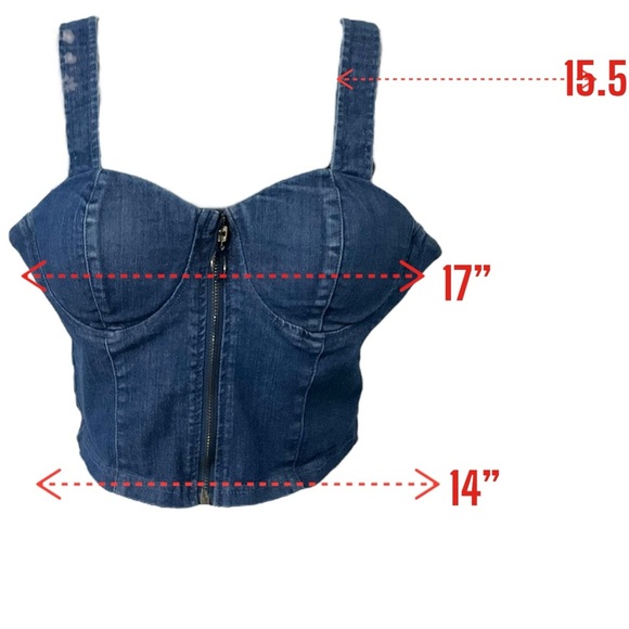 Story On Blue Denim Corset Bustier Top SZ M Women Crop Padded Hip Hop Retro - Picture 8 of 8
